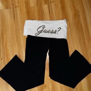Guess Black and White Foldover Pants